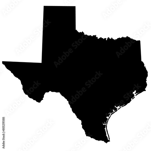 High detailed illustration map - outline Texas State Map