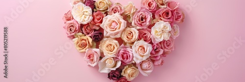 Blooming Heart of Pink and Cream Roses