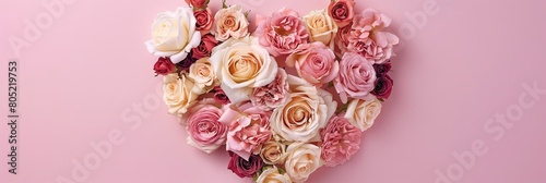 Blooming Heart of Pink and Cream Roses
