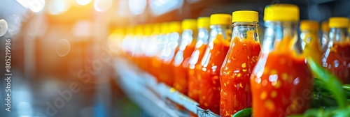 Streamlined bottled ketchup manufacturing process in a conventional factory environment photo