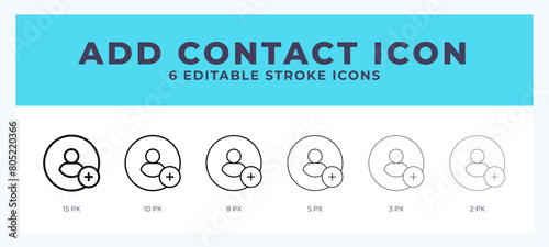 Add contact lineal icon symbol vector. Black outline for web. App. Presentation and more.