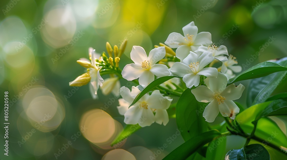 
The delicate white blossoms 
