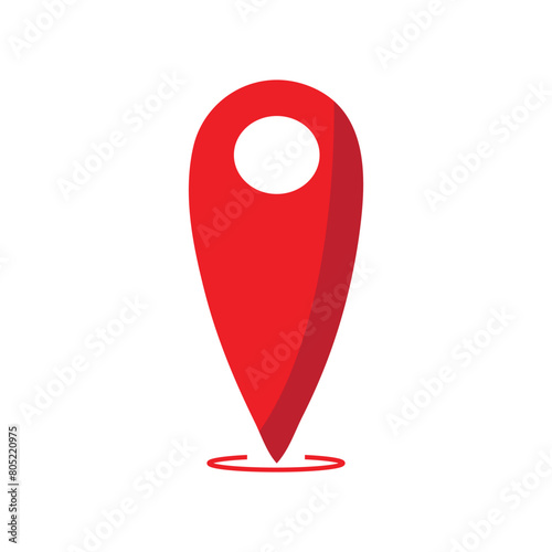 Red map pointer,  A red pin with a white dot on it has a pink gradient  location vector