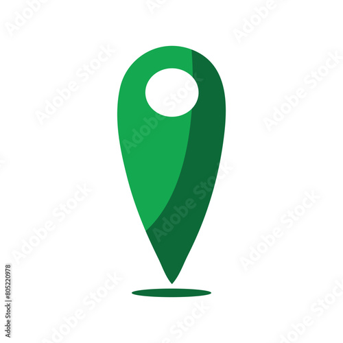Green map pointer,  A green pin with a white dot on it has a GPS location vector