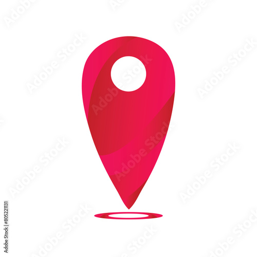 Red map pointer,  A red pin with a white dot on it has a pink gradient  location vector