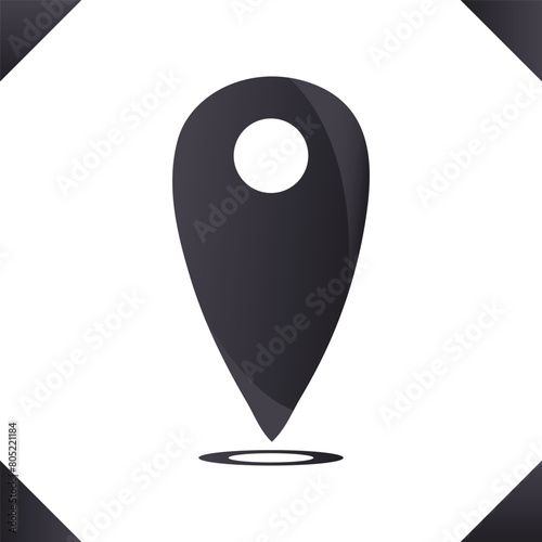 Map pointer A Black gradient pin with a white dot on it has a GPS location icon vector