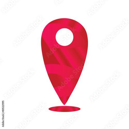 Red map pointer,  A red pin with a white dot on it has a pink gradient  location vector