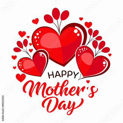 happy mothers day red hearts card