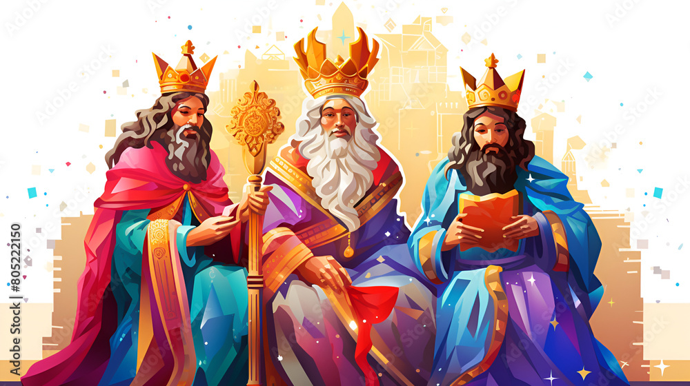 Fototapeta premium Three kings with crowns