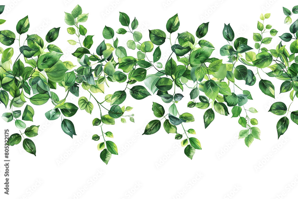 Greenery Foliage Borders, Edges adorned with leaves, Seamless pattern illustration Greenery Foliage Borders, Edges adorned with leaves, Seamless pattern illustration