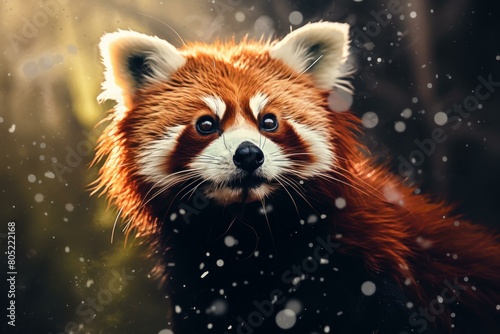 Cuddlesome Red panda wild. Zoo red outdoor. Generate Ai photo
