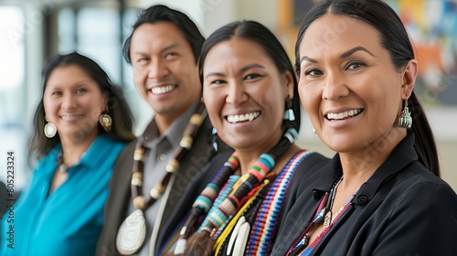 small group of native americans dressed in business casual.