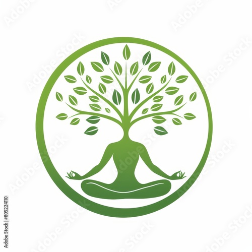 ecological logo,green tree on a white background,symbolizing environmental friendliness and sustainability,design template,the concept of caring for the planet © LELISAT