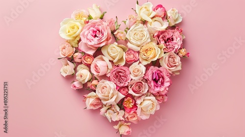 Blooming Heart of Pink and Cream Roses
