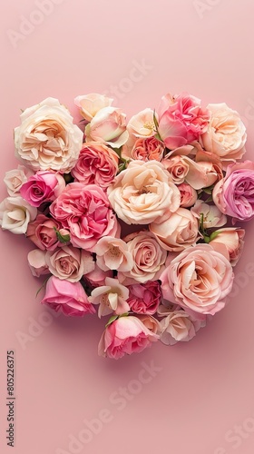 Blooming Heart of Pink and Cream Roses