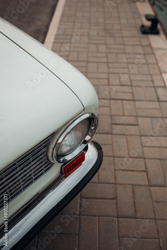 Old and classic car rear headlight close up
