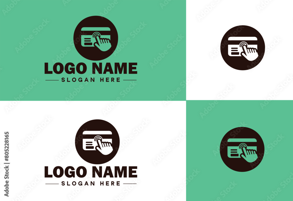 Credit card swipe icon Card swipe Transaction Magnetic flat logo sign symbol editable vector