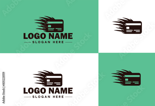 Credit card swipe icon Card swipe Transaction Magnetic flat logo sign symbol editable vector