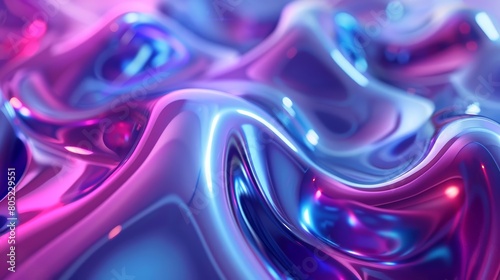 In the Background, abstract blue and purple liquid wavy shapes merge in a futuristic dance of colors and forms, Sharpen 3d rendering background