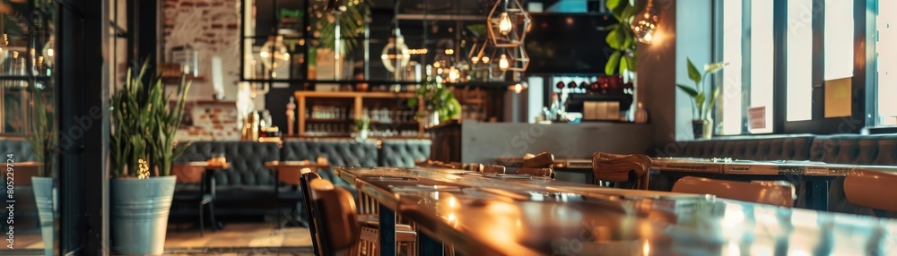 Inside a bustling restaurant bar pub, the creative white blank mockup adds to the decor, white blank poster billboard Sharpen with large copy space Inside a bustling restaurant bar pub, the creative white blank mockup adds to the decor, white blank poster billboard Sharpen with large copy space