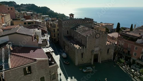 Bird's eye view of the city of Taormina, on the island of Sicily