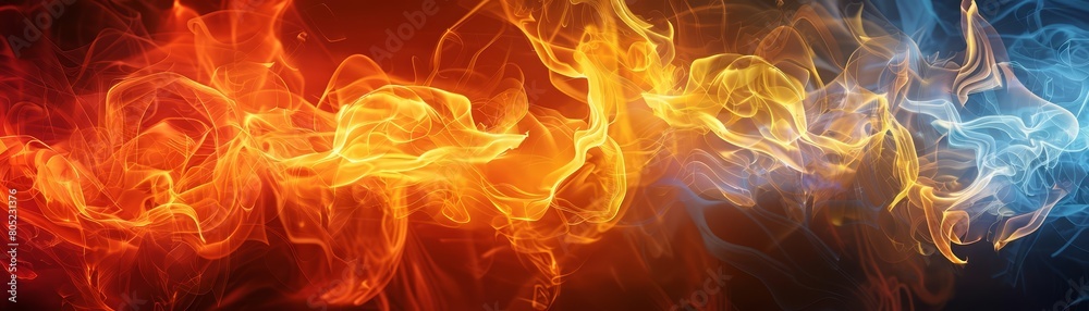 Obraz premium The Background of abstract fire creates an intense visual of flickering flames and smoky hues, Sharpen 3d rendering background