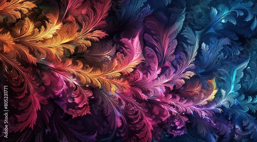 An abstract painting phoenix colorful feather background, Desktop wallpaper
