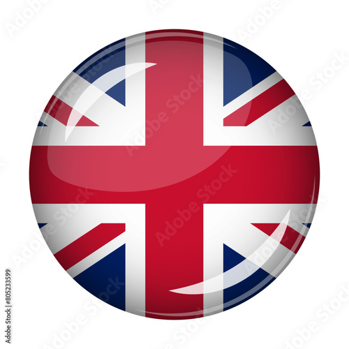 Flag of Great Britain in the form of a round shaped icon. Abstract concept. The national flag is convex in shape. Vector illustration