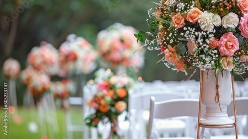 A Wedding Festooned with Floral Decor, Perfectly Paired with Empty Space for Editor's Text