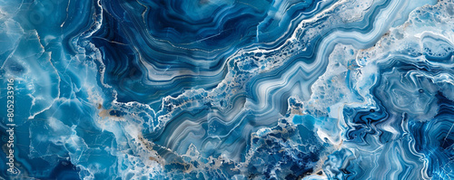 Ocean Blue Marble with Swirling White Patterns  Serene and Captivating for Spa and Wellness Spaces