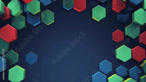 赤、青、緑色の六角形のアブストラクト背景素材