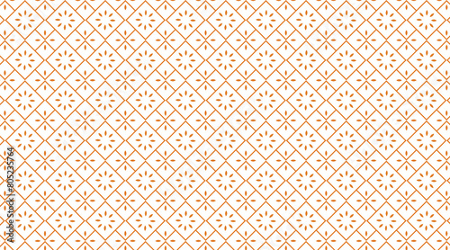 Golden vector geometric seamless pattern. Stylish texture with floral silhouettes diamond shape, grid. Elegant gold and white minimal background. 
