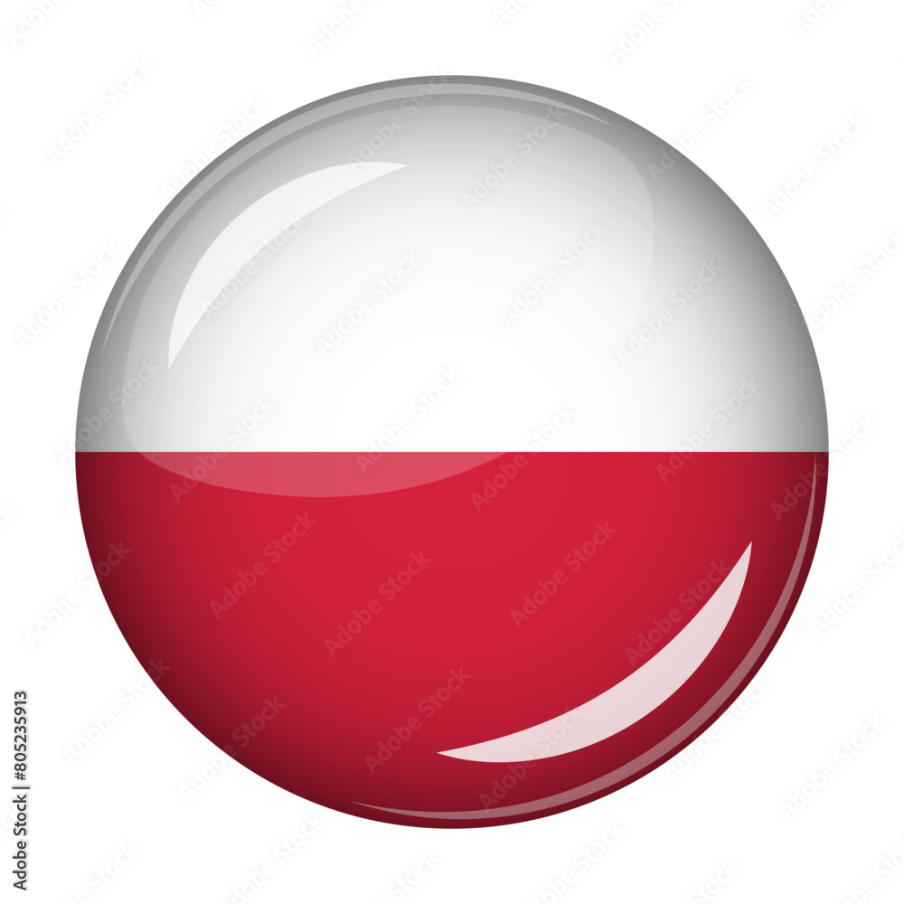 Flag of Poland in the form of a round shaped icon. Abstract concept. The national flag is convex in shape. Vector illustration Flag of Poland in the form of a round shaped icon. Abstract concept. The national flag is convex in shape. Vector illustration