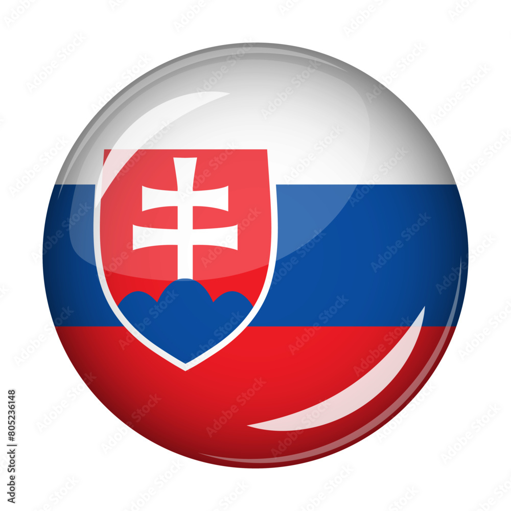 Flag of Slovakia in the form of a round shaped icon. Abstract concept. The national flag is convex in shape. Vector illustration
