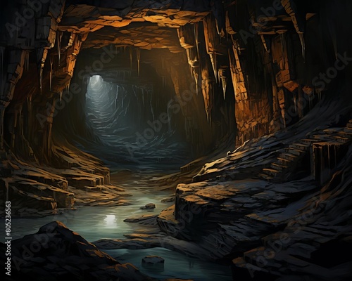 A series of underground caves connected by narrow passages, emphasizing the complexity and mazelike nature of cave systems photo