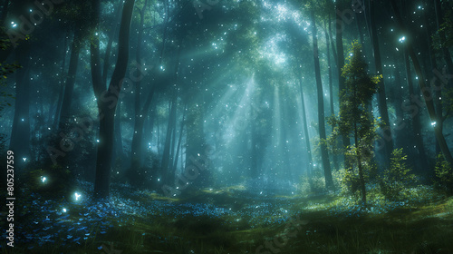 Forest Starry Magic  Star Trail for a Bright Galaxy  Movie Title Concept