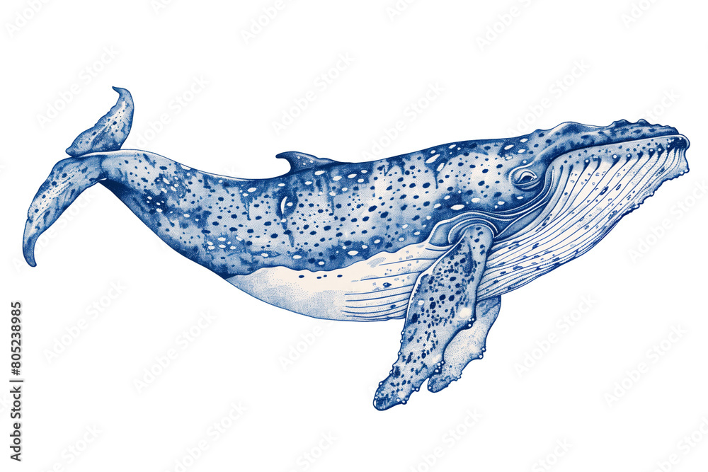 Whale, blue drawing style illustration isolated on transparent background. Whale, blue drawing style illustration isolated on transparent background.