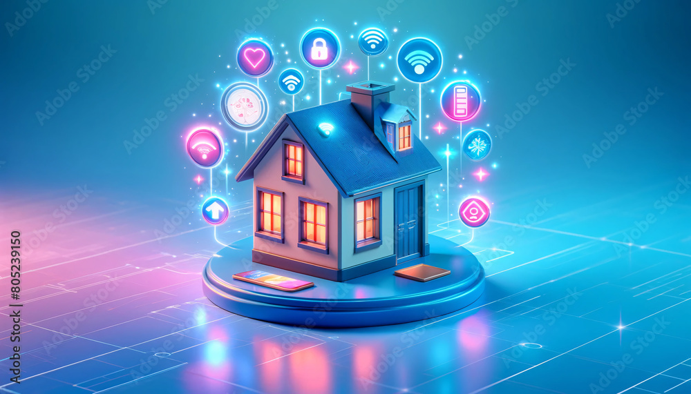 Digital illustration featuring various residential properties: a regular house, a house in the sky, and a heart-shaped house Digital illustration featuring various residential properties: a regular house, a house in the sky, and a heart-shaped house