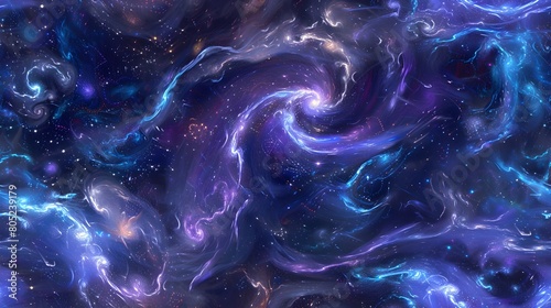 Ethereal Cosmic Swirl Vibrant Interstellar Nebula Landscape in Shimmering Iridescent Hues photo