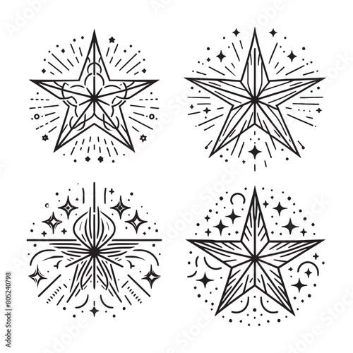 set star icons. Twinkling stars, sparks. vector abstract stars.