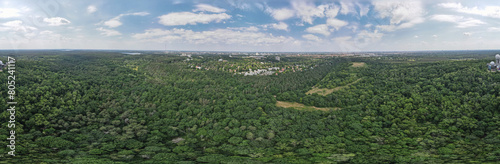 Canvas Print Aerial landscape of Grunewald forest and city skyline on a sunny day in Berlin