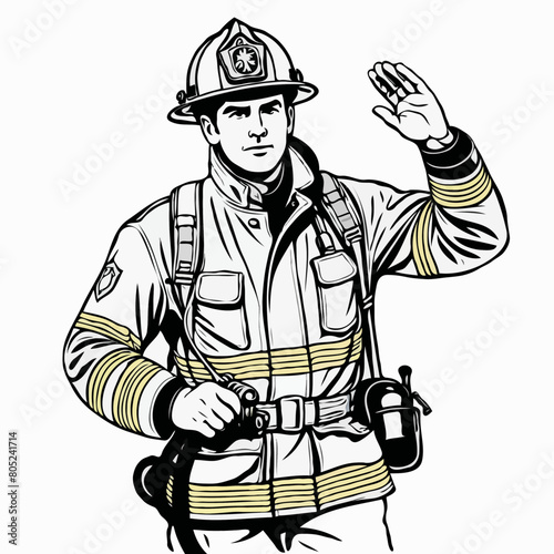 Bombero saludadndo