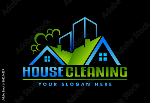 house cleaning service vector graphic business logo design template modern style
