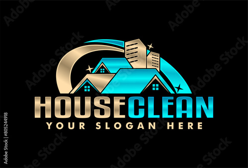 house cleaning service vector graphic business logo design template modern style