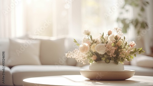 flowers blurred interior home coffee table