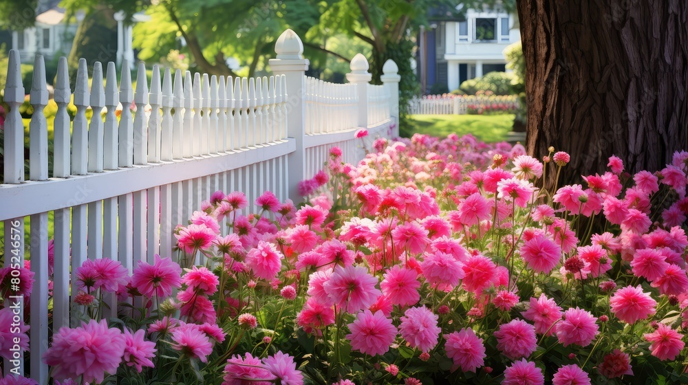 contrast pink flowers border