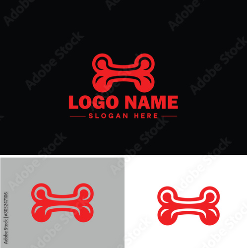 Dog bone icon Canine chew Dog treat Pooch bone flat logo sign symbol editable vector