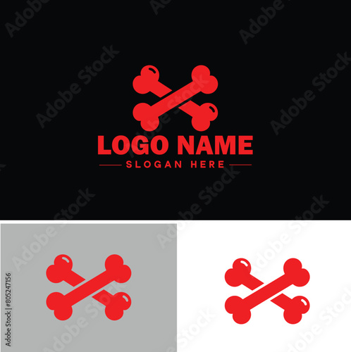 Dog bone icon Canine chew Dog treat Pooch bone flat logo sign symbol editable vector