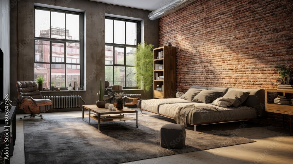 Fototapeta premium industrial modern condo interior