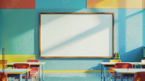 The white board in front of the young children's classroom is empty.